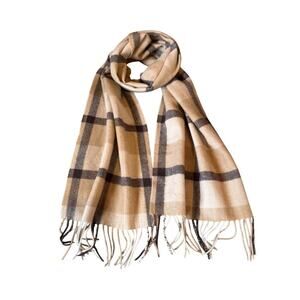 Phenix Cashmere Beige & Brown Plaid Scarf